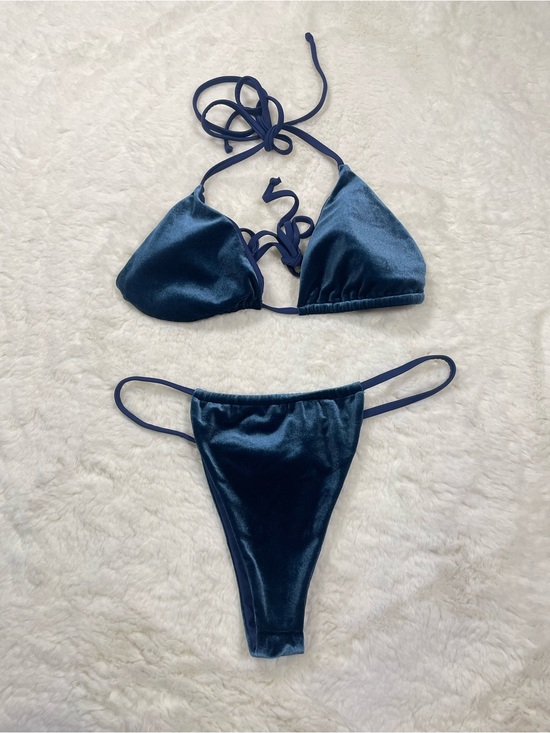 Victoria's Secret Other - Berry beachy Velvet Triangle Bikini Set in Deep Blue, Top XL Bottom L